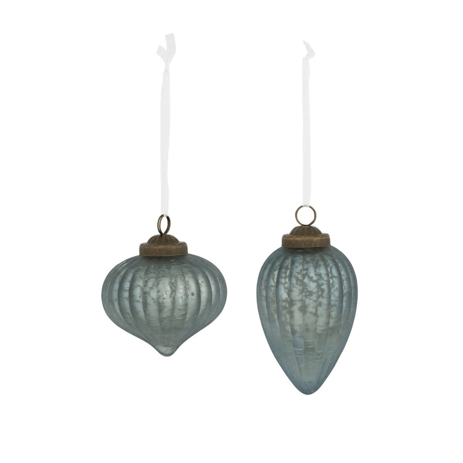 Park Hill Antique Blue Striated Glass Ornament (1) XAO40377 loading=