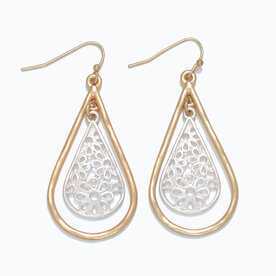 Periwinkle by Barlow Earrings-Matte Two-Tone Floral  8120680