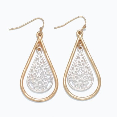 Periwinkle by Barlow Earrings-Matte Two-Tone Floral  8120680