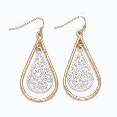 Periwinkle by Barlow Earrings-Matte Two-Tone Floral  8120680