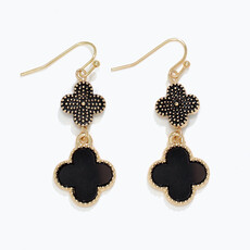Periwinkle by Barlow Earrings-Black + Gold Clover Dangle  8120947