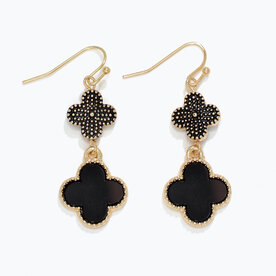Periwinkle by Barlow Earrings-Black + Gold Clover Dangle  8120947