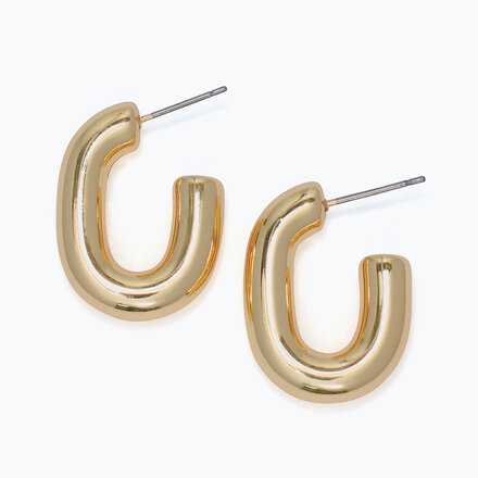 Periwinkle by Barlow Earrings-Trending Gold Oval Hoops  8121008