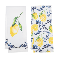 Ganz Lemon with Blue Floral Tea Towel   CB196720