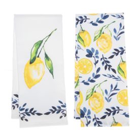 Ganz Lemon with Blue Floral Tea Towel   CB196720