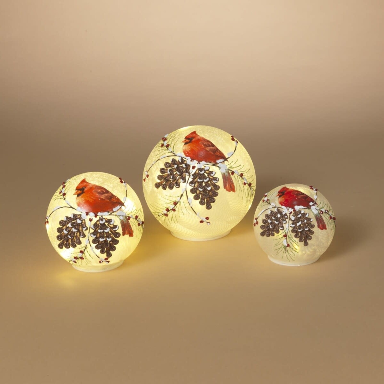 Gerson 5.9" Lighted Glass Cardinal Design Sphere LARGE  2735570 L loading=