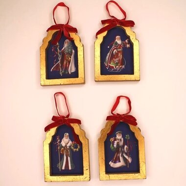 Trade Cie 3.5x.6x5" Gold Framed Ornament, Old World Santa  SBX4000A