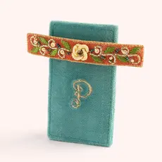 Powder Hair Barette - Tangerine Floral, Teal  BRT6