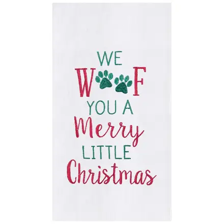 C & F Enterprise Merry Woofmas Embroidered Flour Sack Kitchen Towel  86171385A