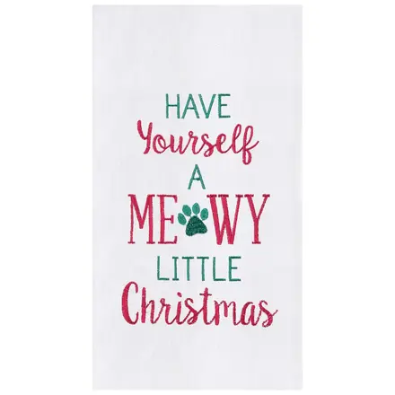C & F Enterprise Meowy Christmas Kitchen Towel  86171385B