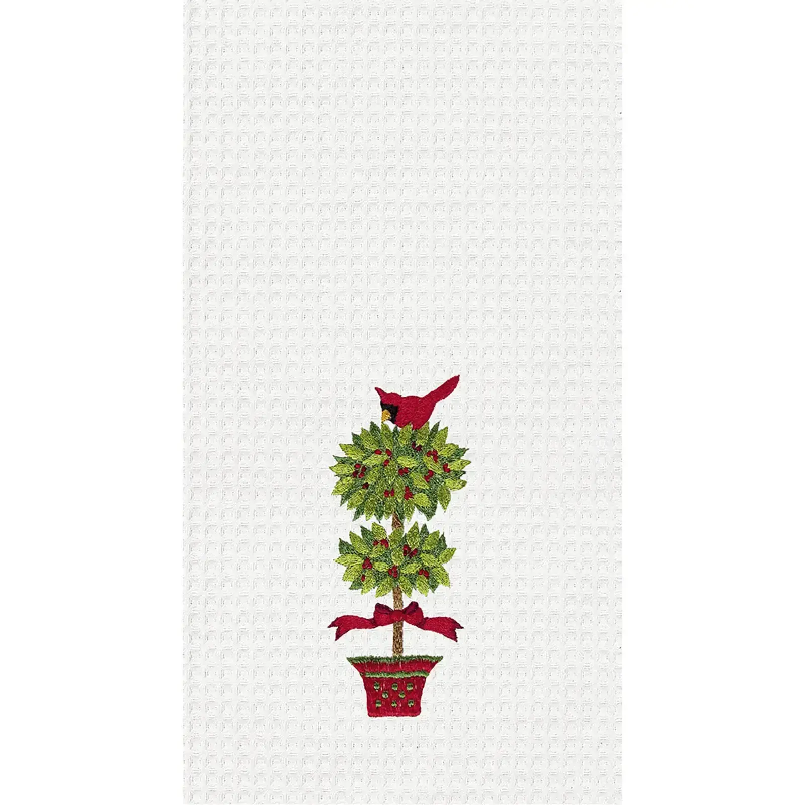 C & F Enterprise Christmas Cardinal in Topiary Kitchen Towel  86100018 loading=