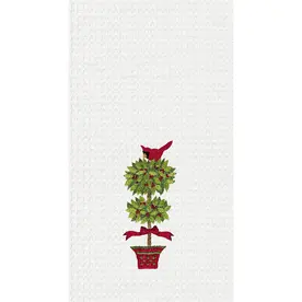 C & F Enterprise Christmas Cardinal in Topiary Kitchen Towel  86100018