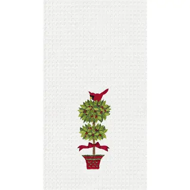 C & F Enterprise Christmas Cardinal in Topiary Kitchen Towel  86100018