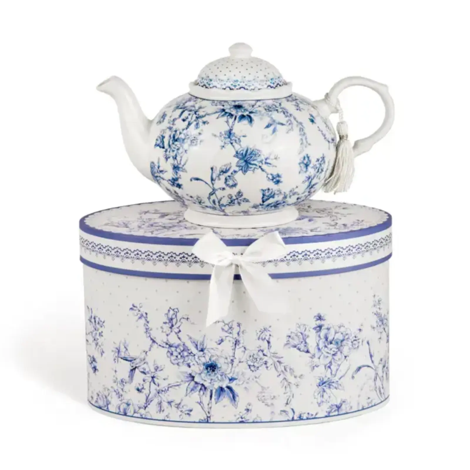 STP Vintage Blue Flowers Porcelain Teapot in Gift Box  233700 loading=
