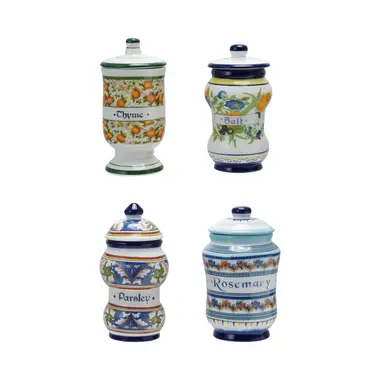 Creative Co-Op Ceramic Canister with Design & Spice Name (1)  DG0486A