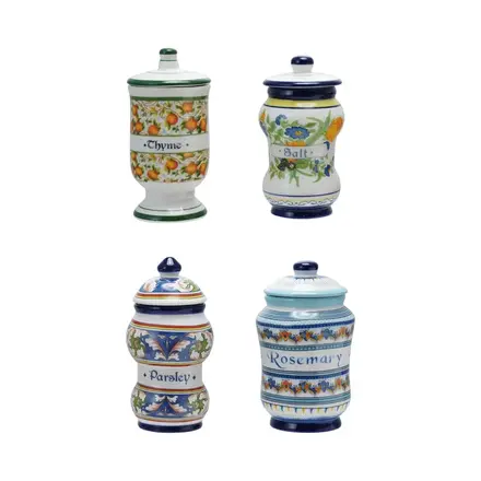 Creative Co-Op Ceramic Canister with Design & Spice Name (1)  DG0486A