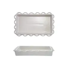 Creative Co-Op Decorative Scalloped Napkin Holder White   DG0728