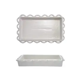 Creative Co-Op Decorative Scalloped Napkin Holder White   DG0728