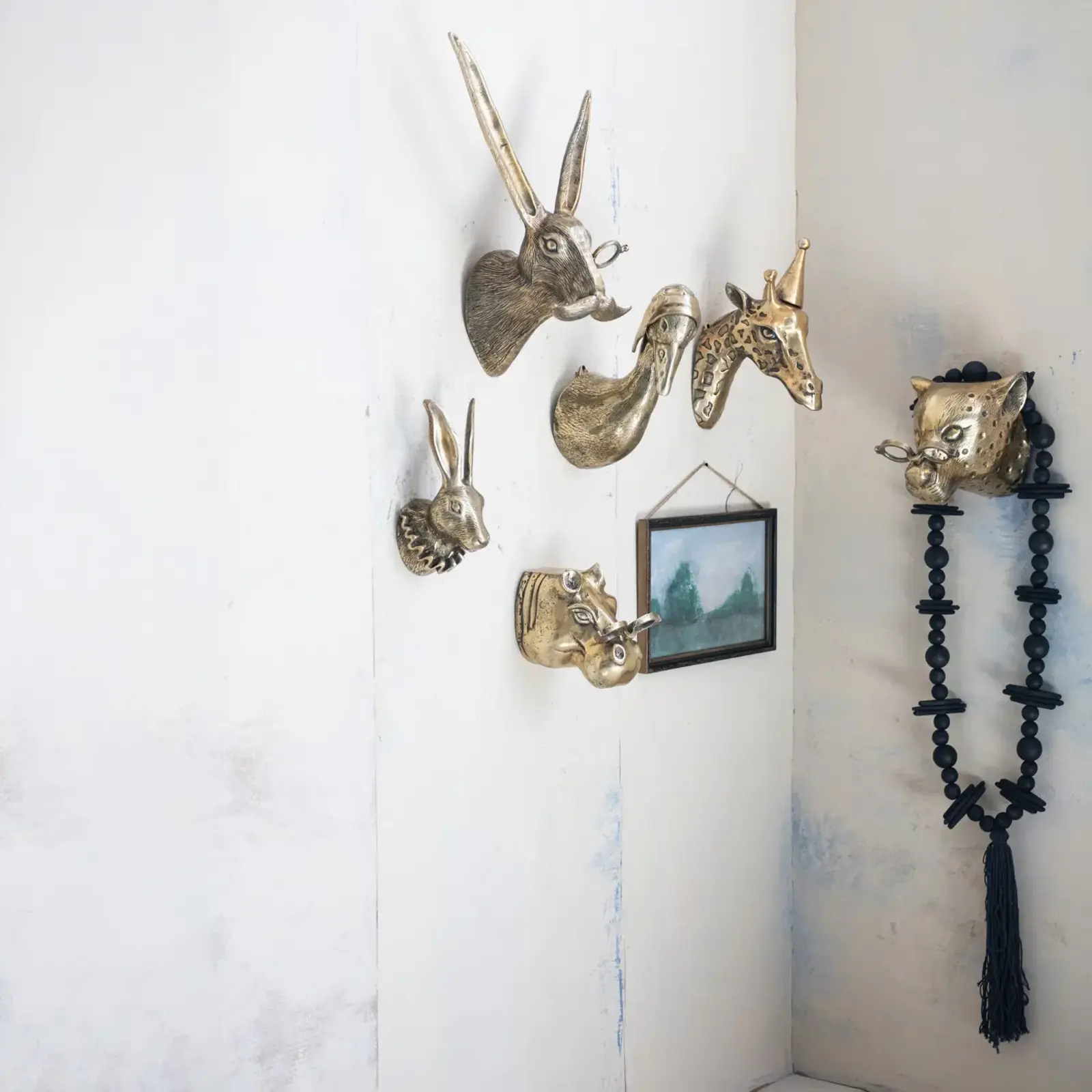 Creative Co-Op Aluminum Rabbit Head with Ruff Collar Wall Décor  DG0265 loading=