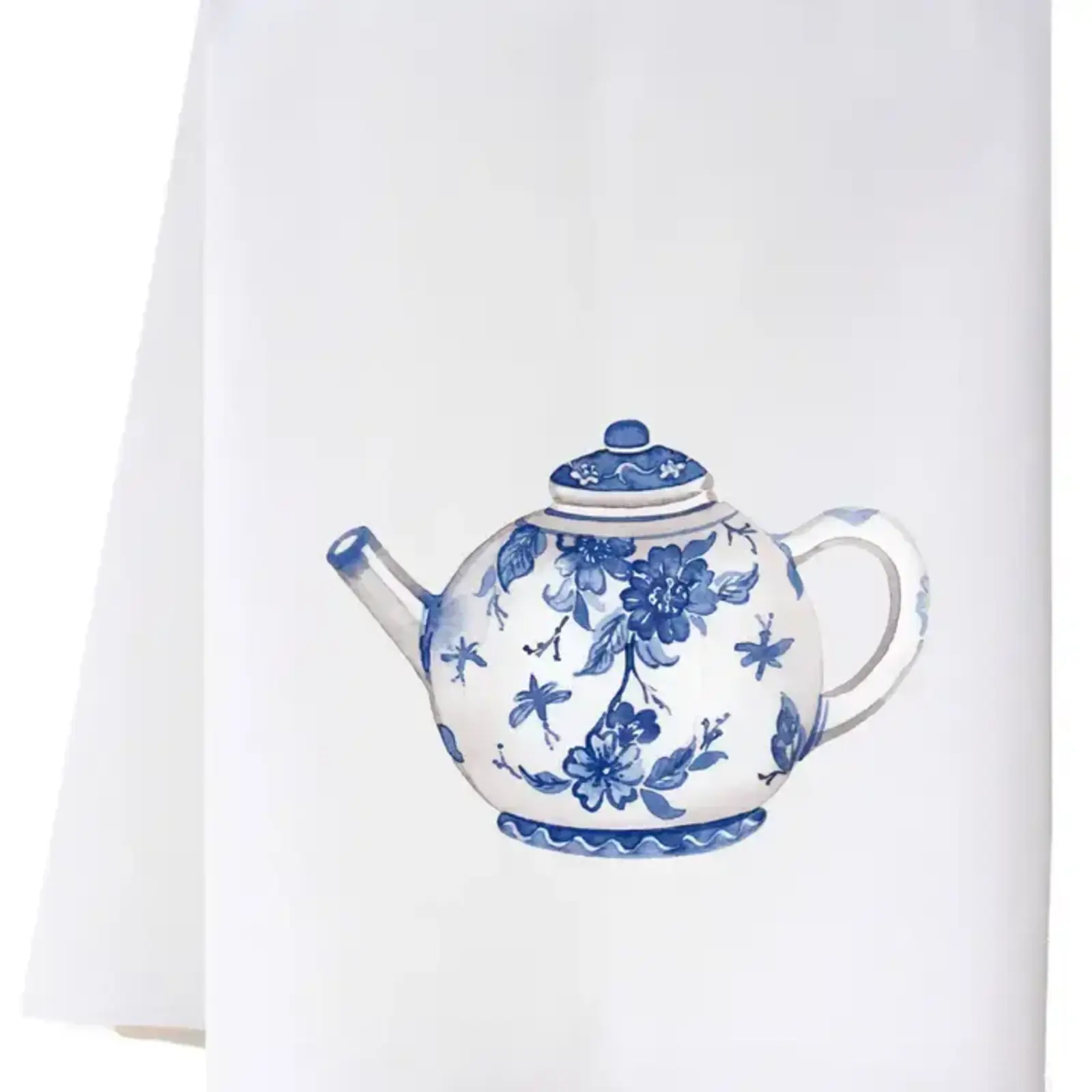 cora & pate Blue and White Teapot Kitchen Towel   23FSTBWT loading=