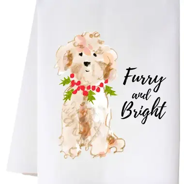 cora & pate Christmas Dog 4 Kitchen Towel  25FSTCD4