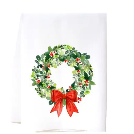 cora & pate Christmas Wreath Kitchen Towel  22FSTCW