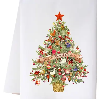 cora & pate Twelve Days Tree Kitchen Towel  24FSTTDT