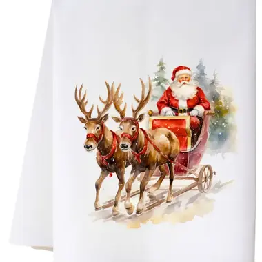 cora & pate Santa in Sleigh Kitchen Towel  24FSTSISG