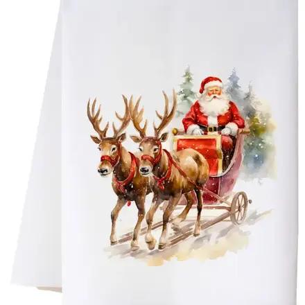cora & pate Santa in Sleigh Kitchen Towel  24FSTSISG