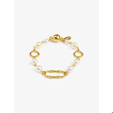 VIOROO Bamboo Link Pearl Magnet Bracelet  VB1656GDPRL