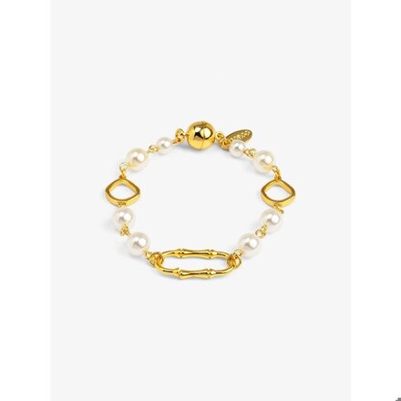 VIOROO Bamboo Link Pearl Magnet Bracelet  VB1656GDPRL