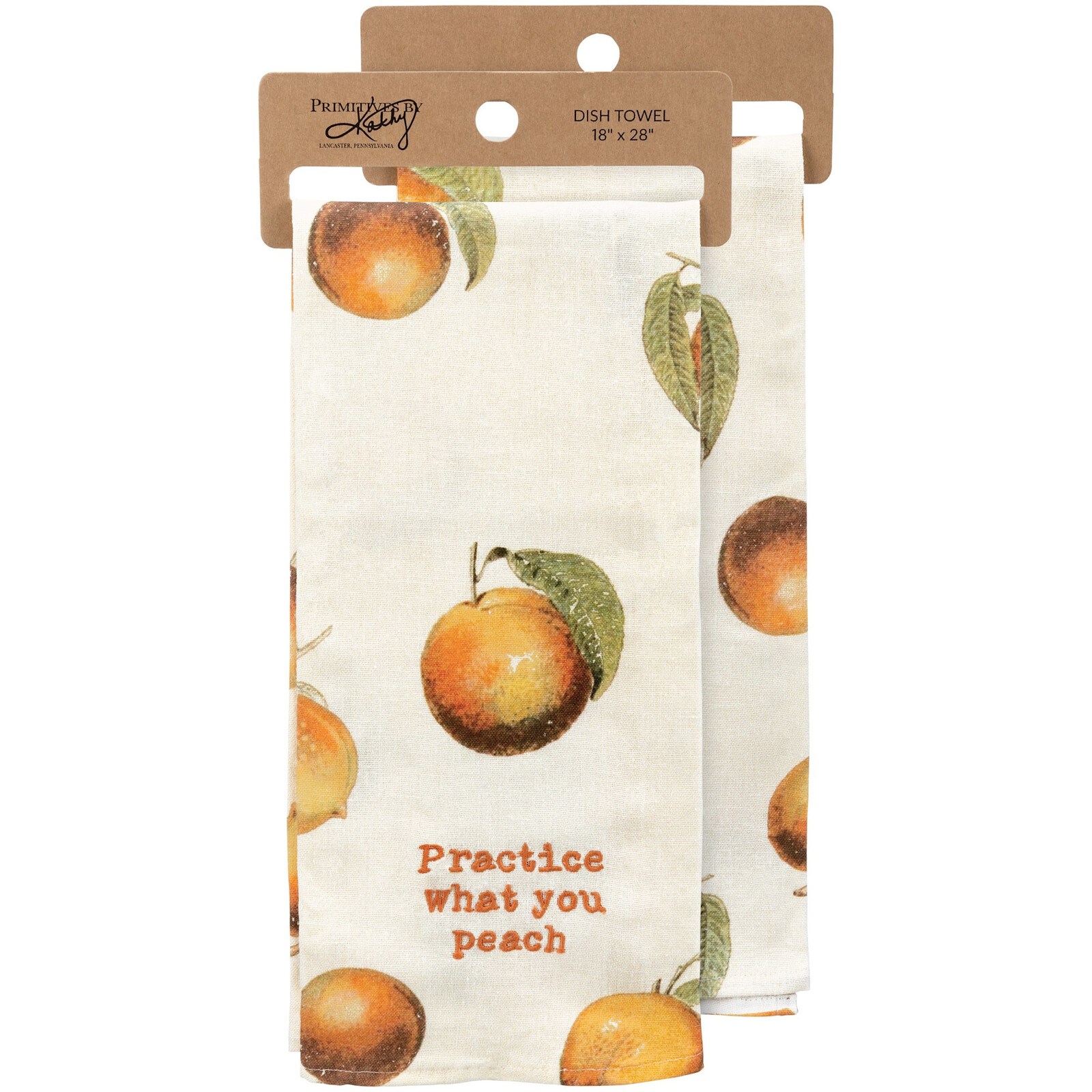 Primitives by Kathy Practice What You Peach Kitchen Towel 108971 loading=