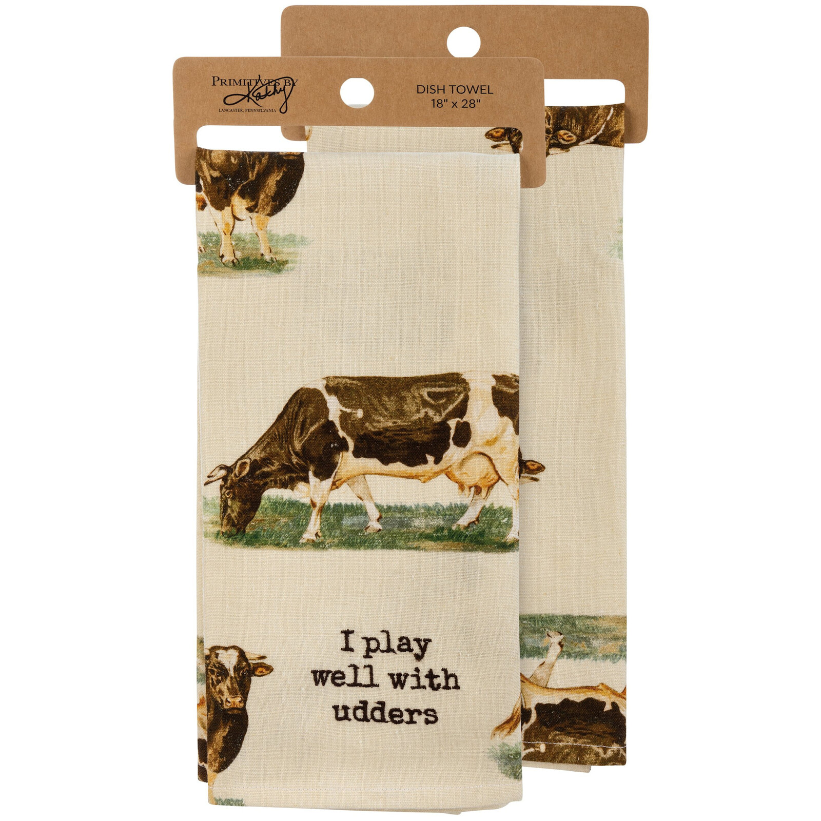 Primitives by Kathy I Play Well With Udders Kitchen Towel -109825 loading=