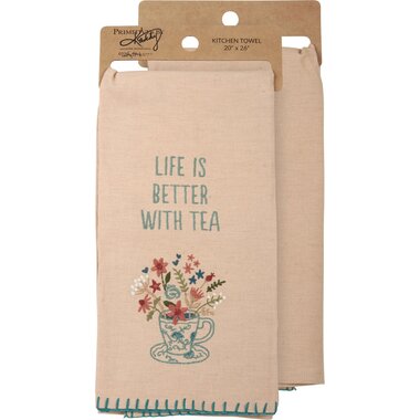 Primitives by Kathy Life Is Better With Tea Kitchen Towel - 114682
