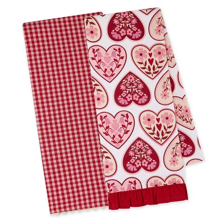 Design Imports DII Heritage Hearts Dishtowel Set of 2    757518
