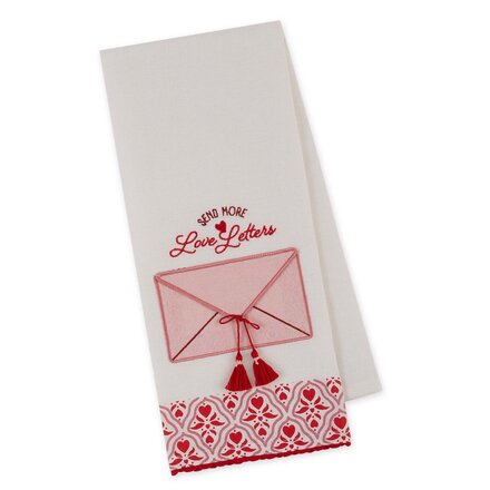 Design Imports DII Send More Love Letters Embellished Dishtowel  756496