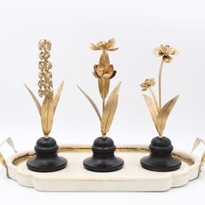 Trade Cie 12" Metal Flower Finials on Black Wood Stand  HD4259A