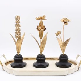 Trade Cie 12" Metal Flower Finials on Black Wood Stand  HD4259A