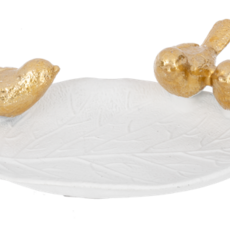 Ganz Leaf Plate w/Bird  Pewter ME201658