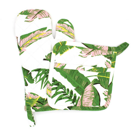 8 Oak Lane Natural Botanical Oven Mitt Set      EC132NBTN-S2