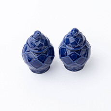 8 Oak Lane Navy Textured Jar Salt & Pepper Shaker Boxed Set  EC231GNGR-N