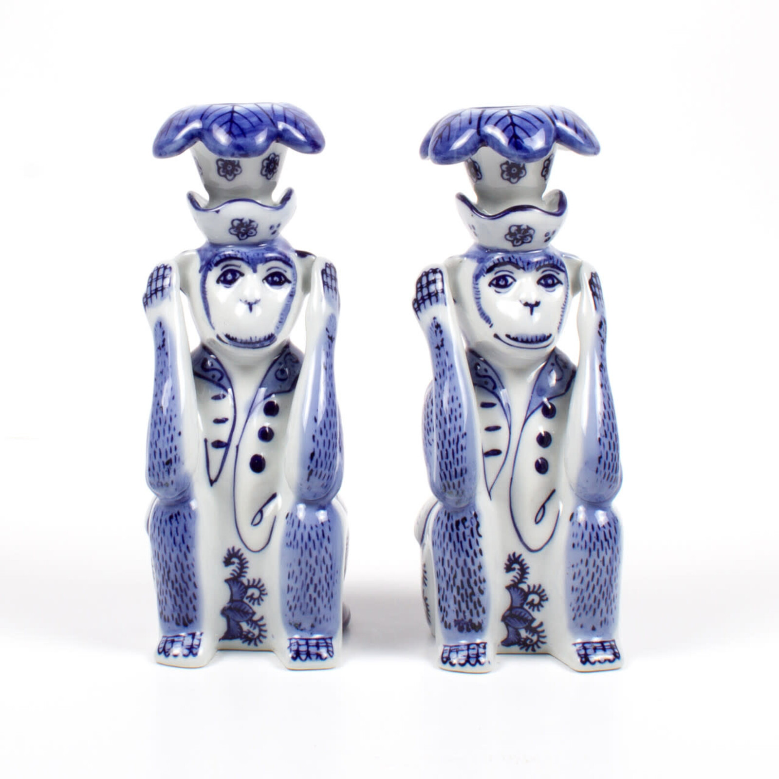 8 Oak Lane Blue Chinoiserie Monkey Candlestick (1)  EN051HEA loading=