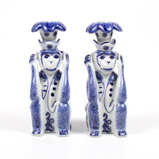 8 Oak Lane Blue Chinoiserie Monkey Candlestick (1)  EN051HEA