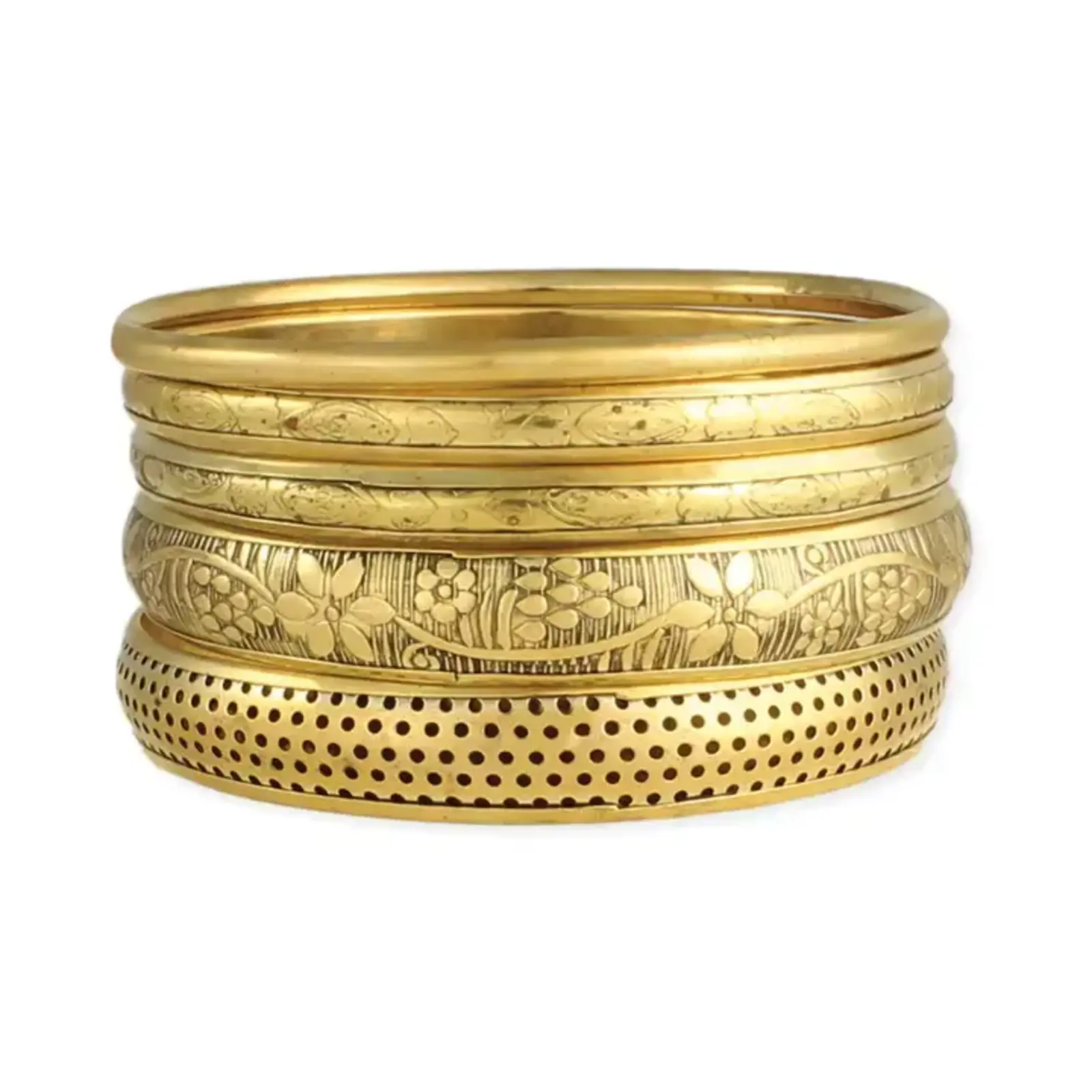 ZAD Victorian Vintage Gold Bangle - Set of 5 B7120GD-SET loading=