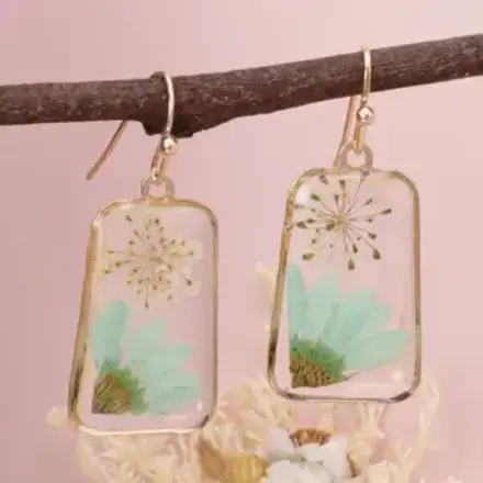 ZAD Earrings Vintage Mint Dried Flower E2486