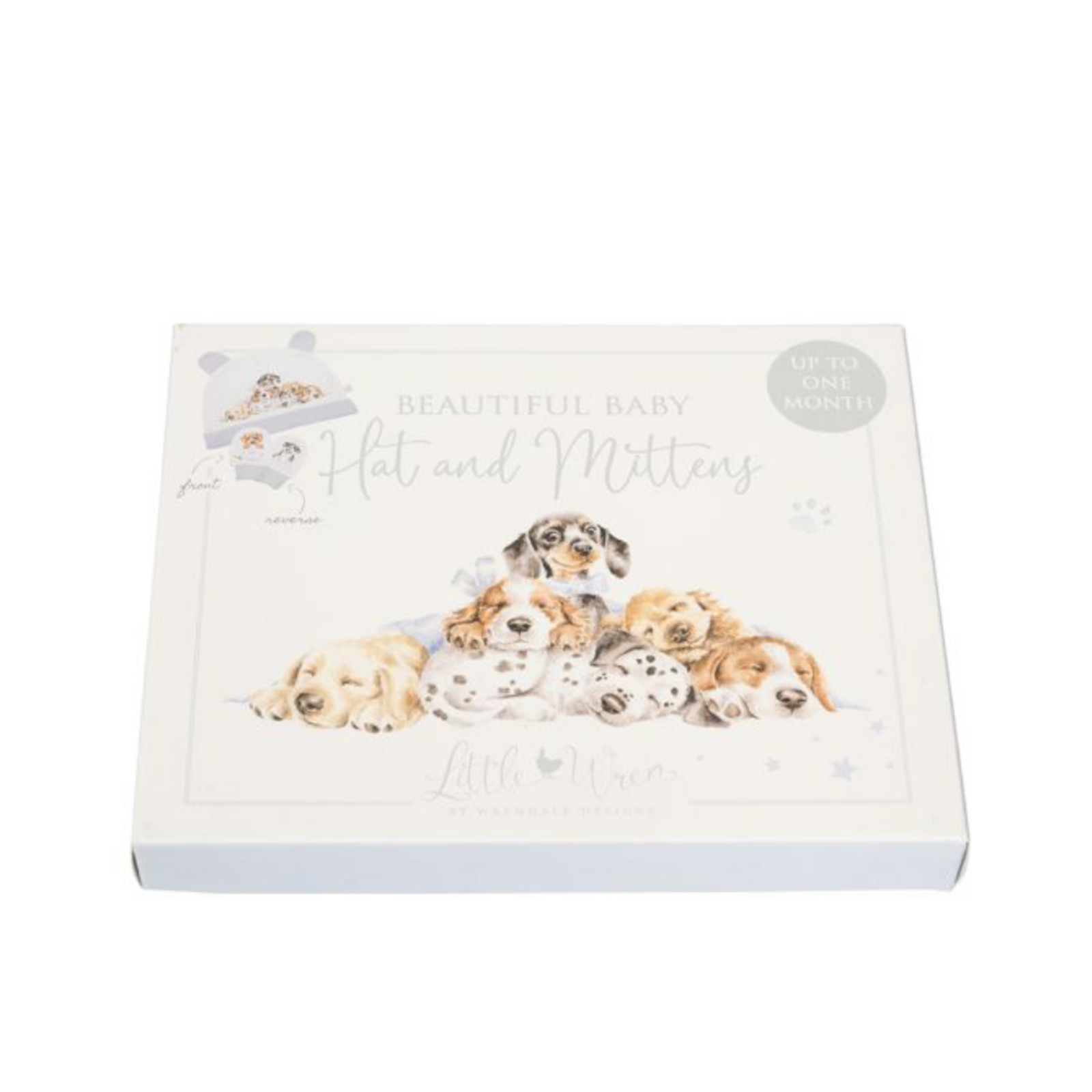 Little Wren 'Little Paws' dog Newborn Hat and Mitten Set loading=