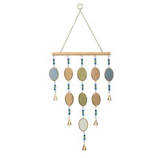 Evergreen Enterprises Wood and Glass Multicolored Oval Shape Wind Chime  WC4WTLMET326