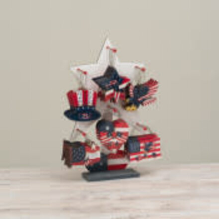 Gerson 5.12"H Wood Finish Americana Ornament (1)  2822510
