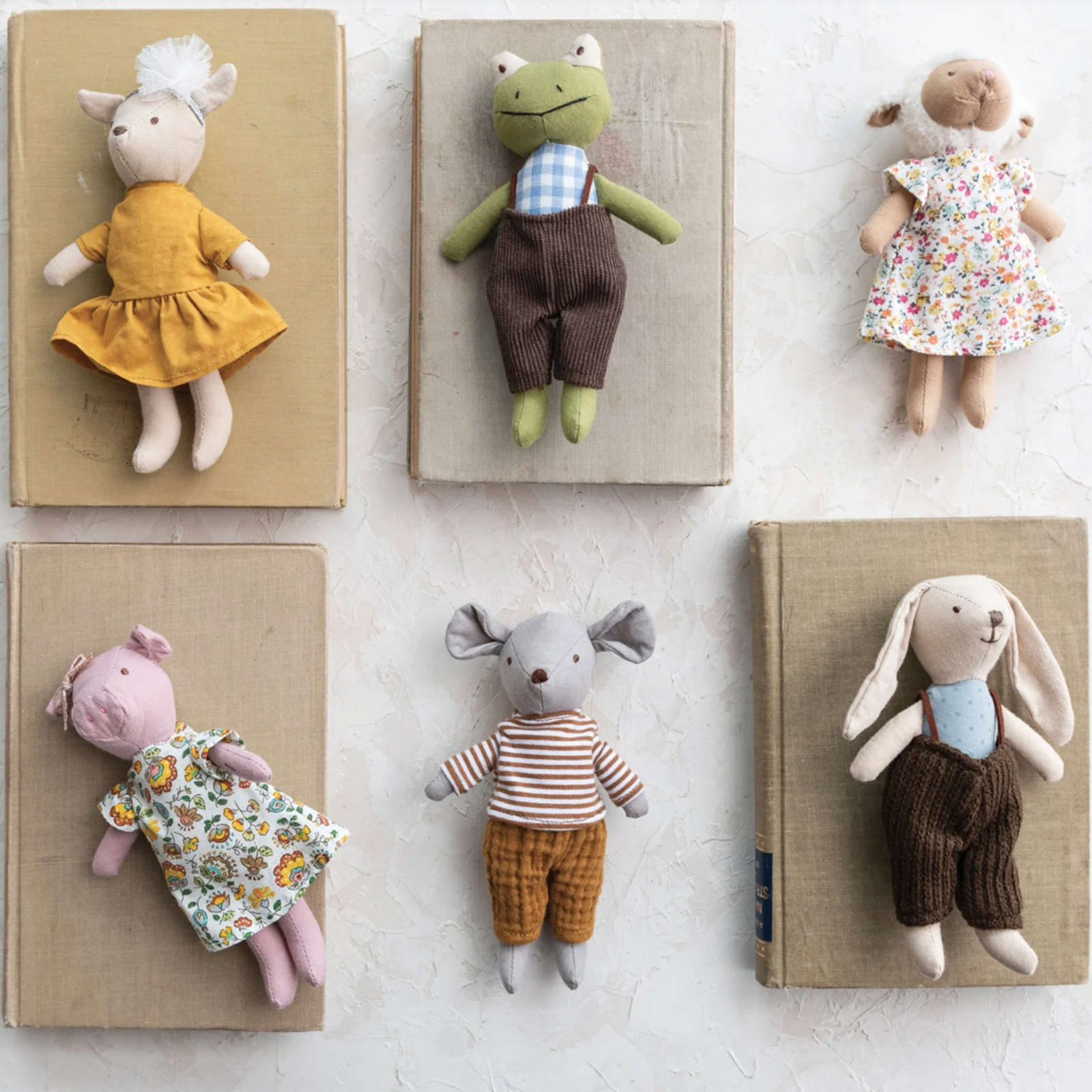 Creative Co-Op Plush Animal in Clothes loading=