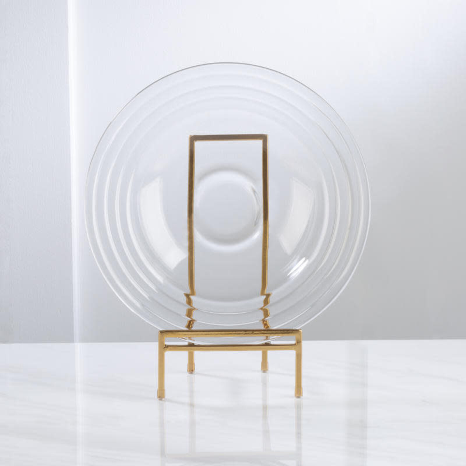 Tripar International Straight Edge Tall Platter Stand - Gold - Metal -25501 loading=